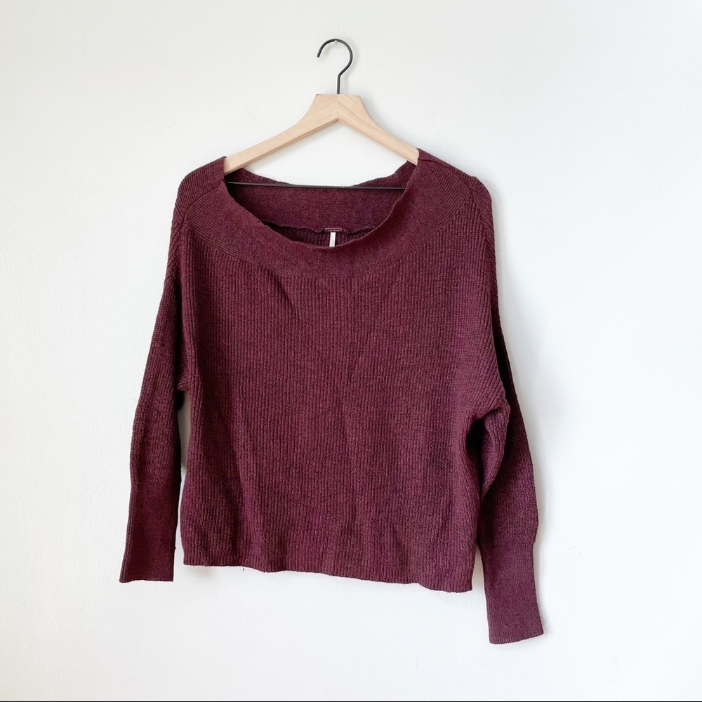 Free People Maroon Scoop Neck Sweater